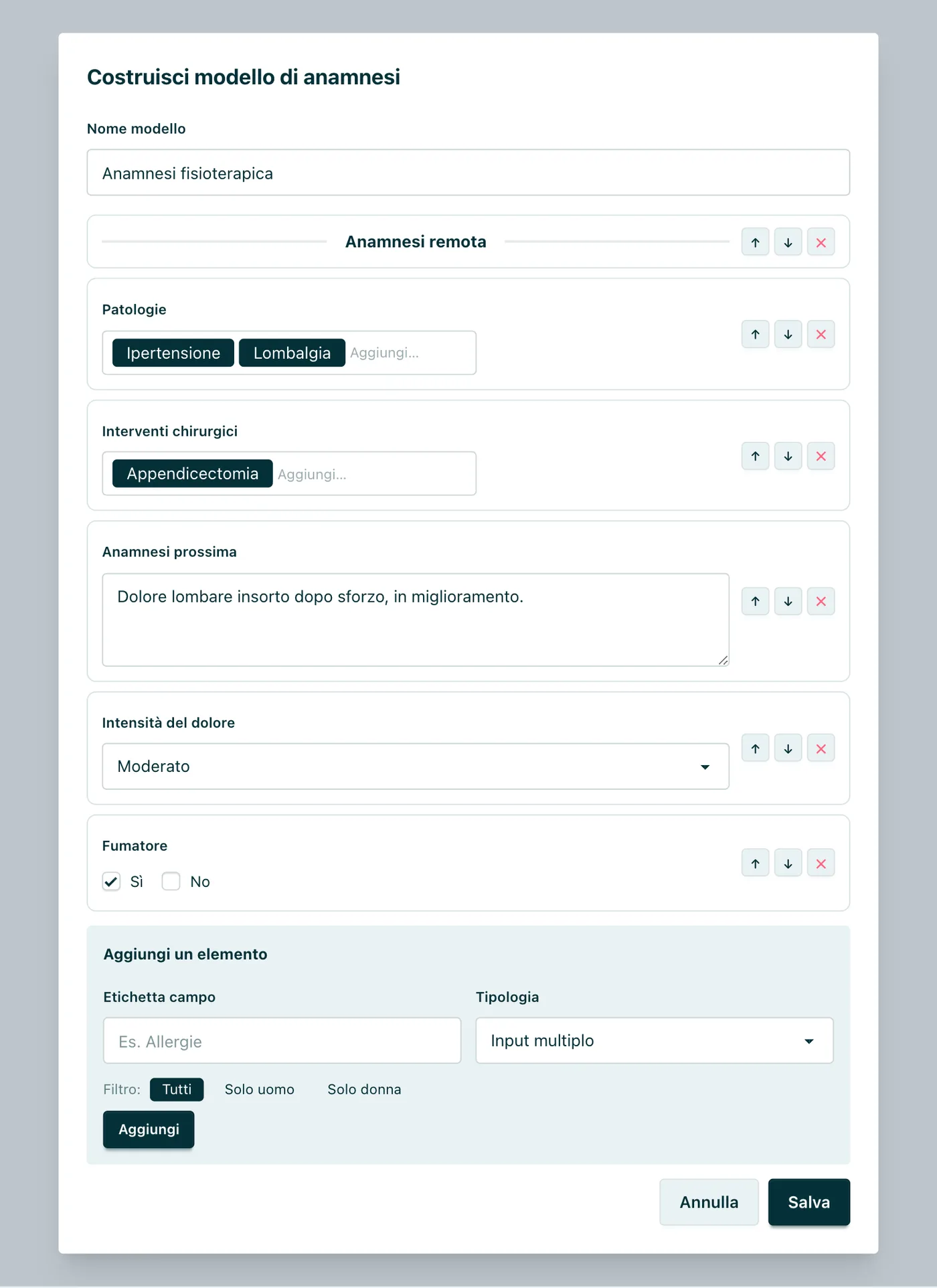 Appuntoo - Costruttore di modelli di anamnesi personalizzati