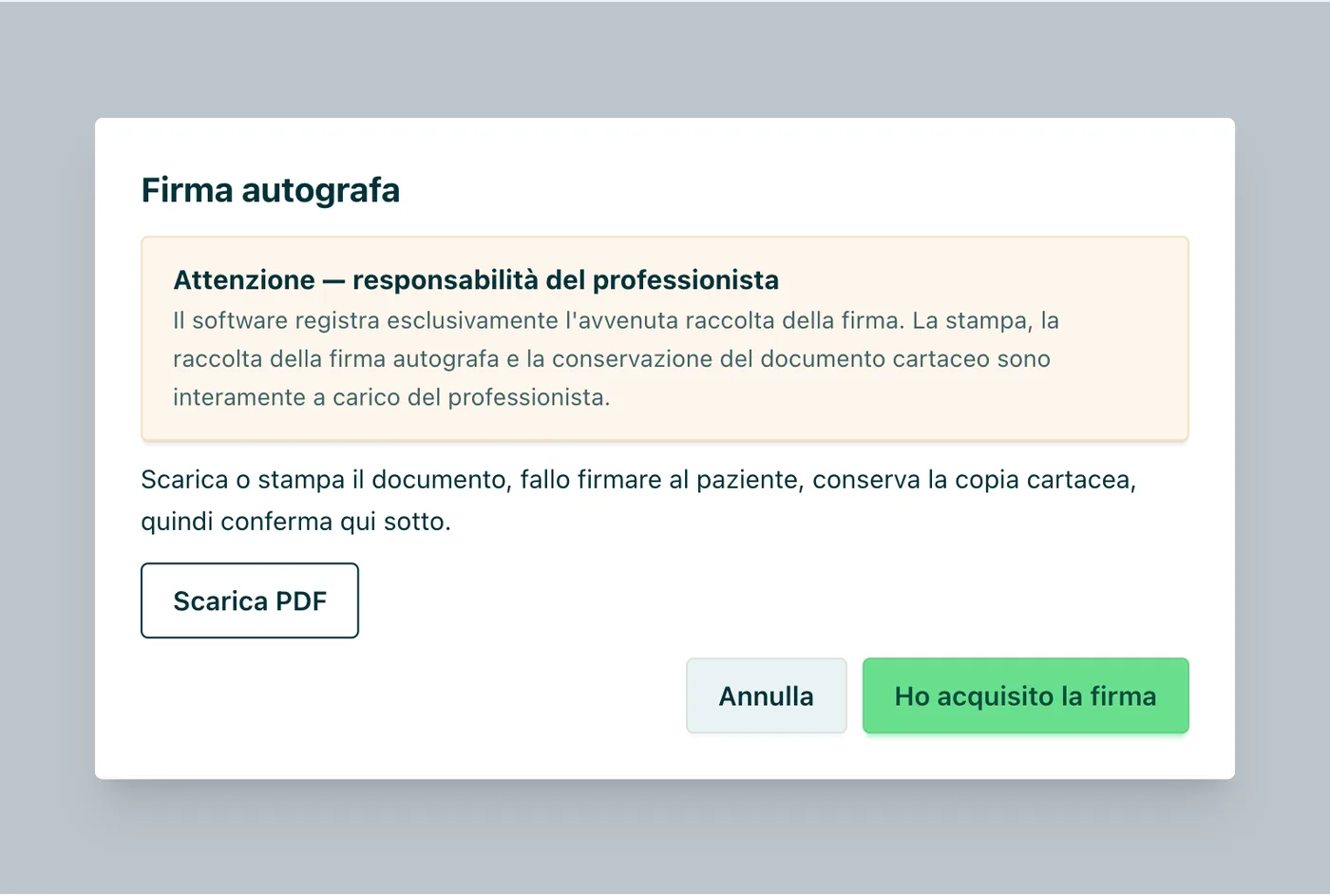 Appuntoo - Acquisizione della firma sul documento del paziente