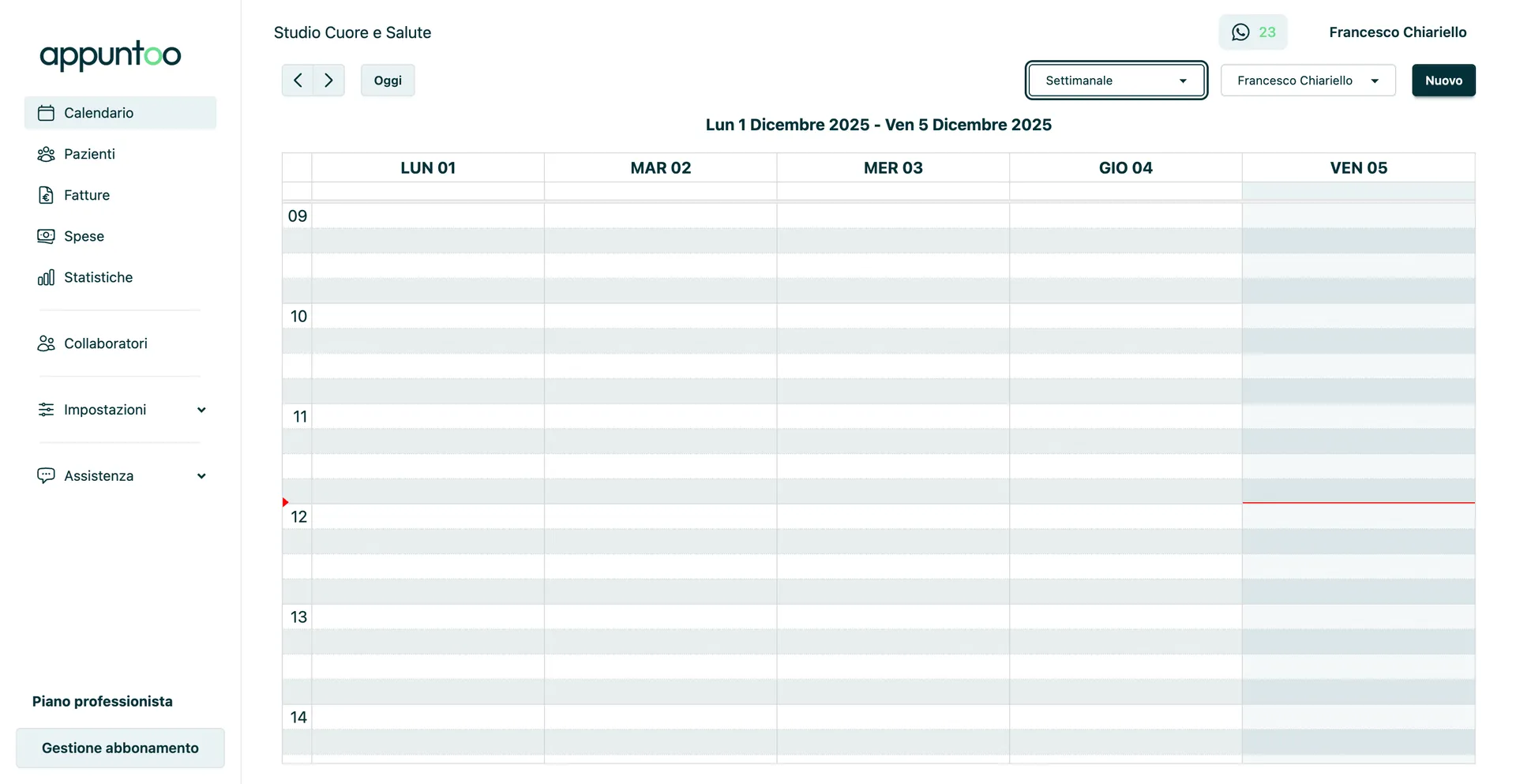 Appuntoo - Agenda settimanale con appuntamenti colorati per tipo di prestazione