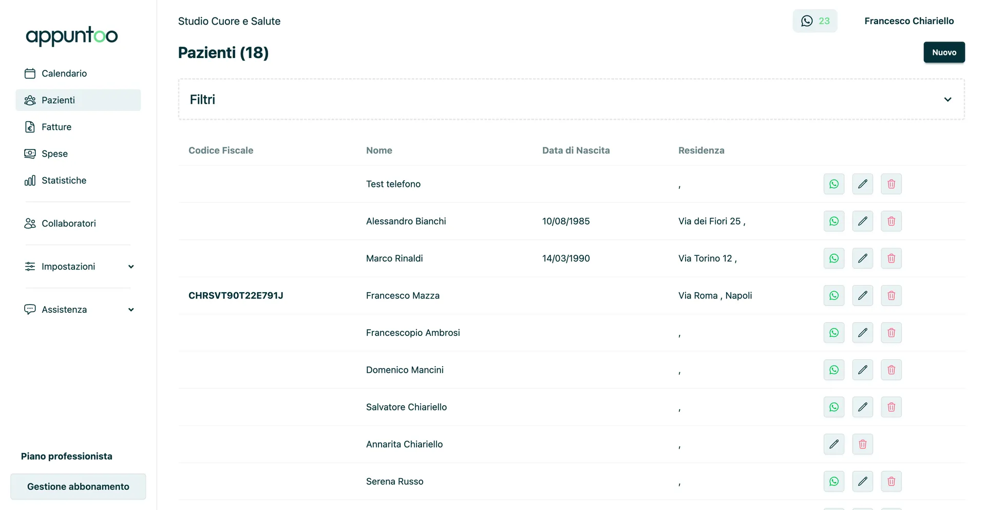 Appuntoo - Gestione pazienti e anagrafica