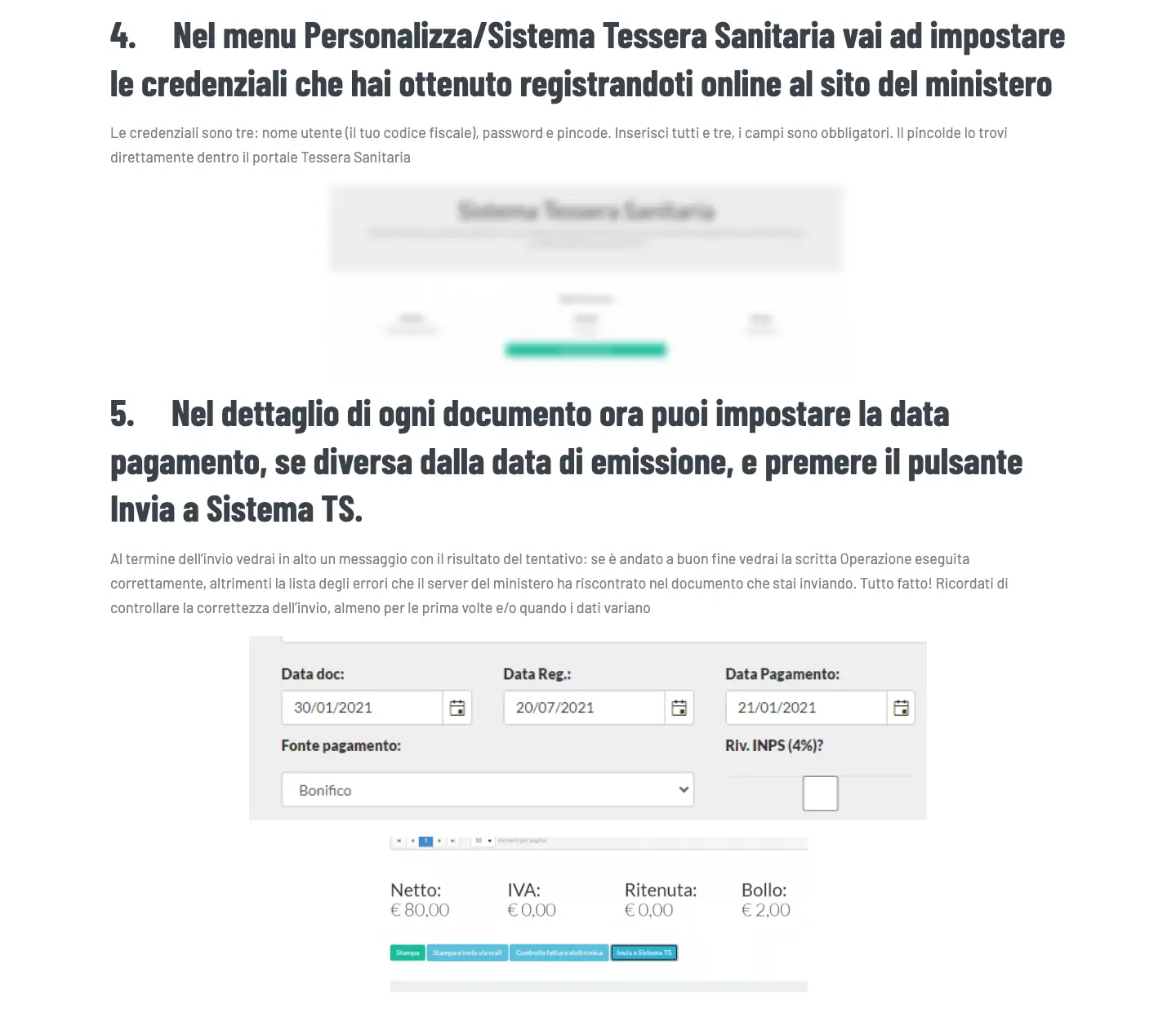 Guida ufficiale di AiDU alla configurazione del Sistema Tessera Sanitaria: credenziali e pulsante Invia a Sistema TS nel dettaglio del documento