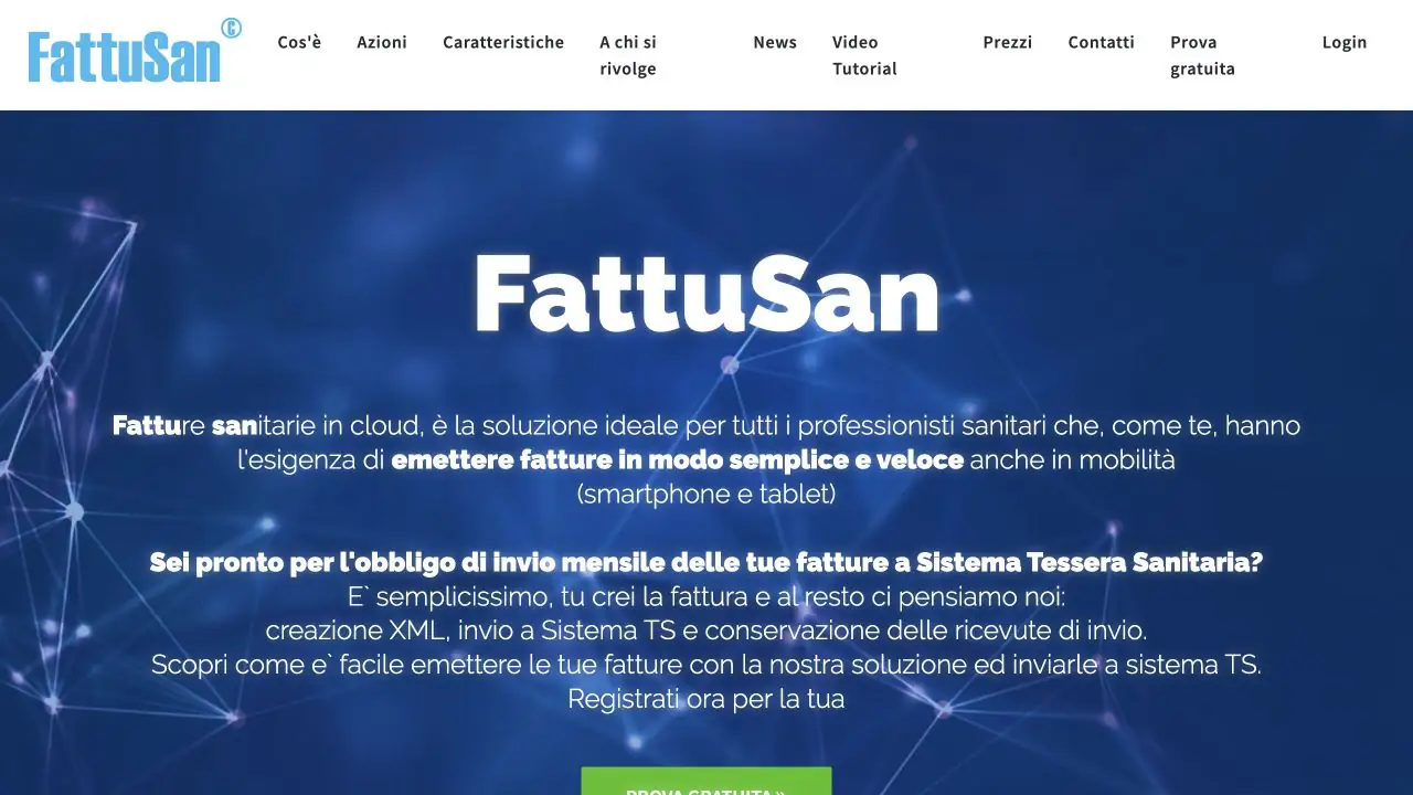 Homepage pubblica di FattuSan dedicata ai professionisti sanitari