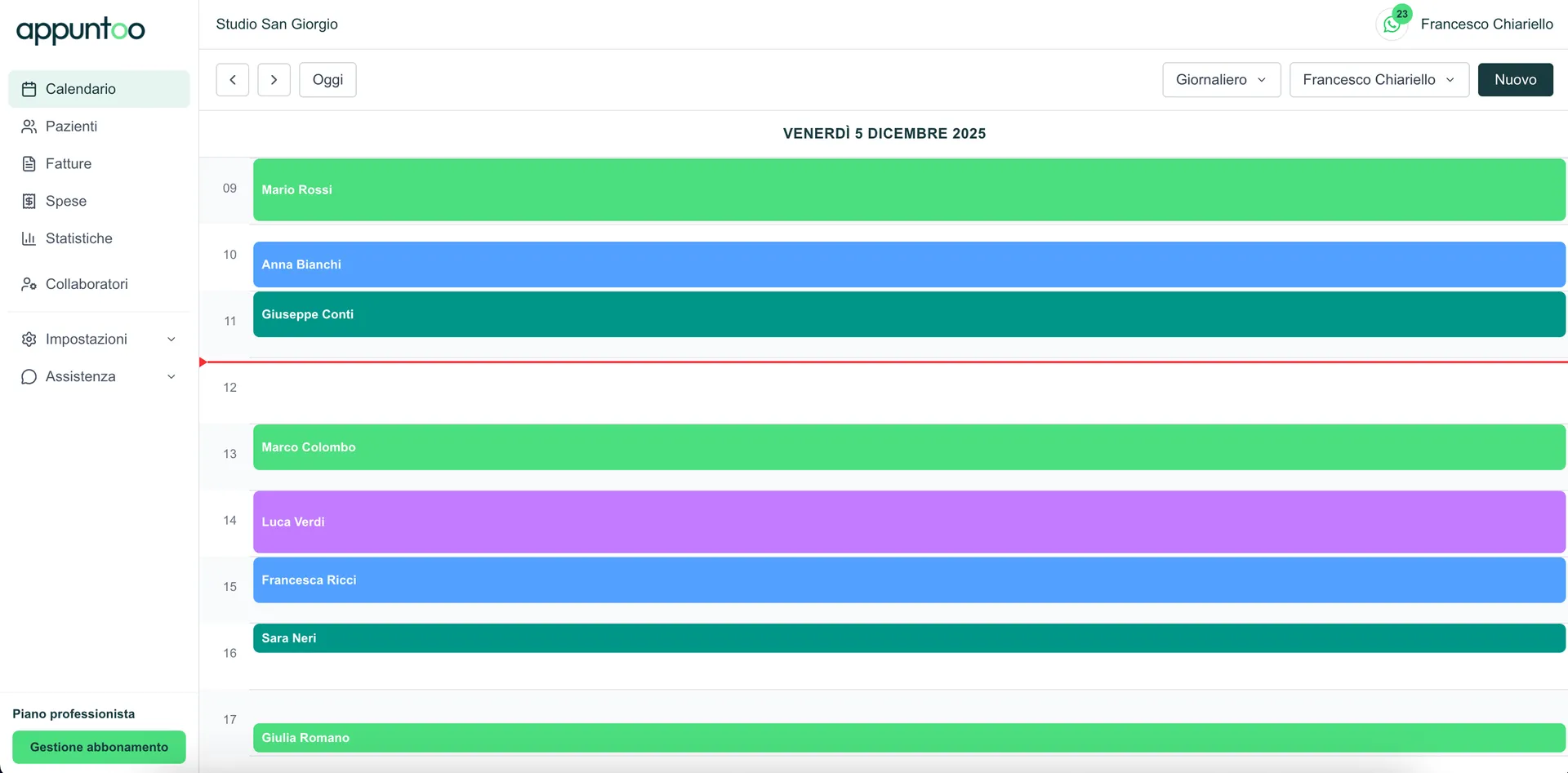 Dashboard Gestionale Medico Appuntoo - Calendario e Appuntamenti
