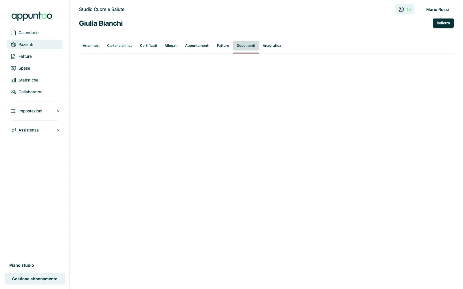 Tab Documenti della scheda paziente