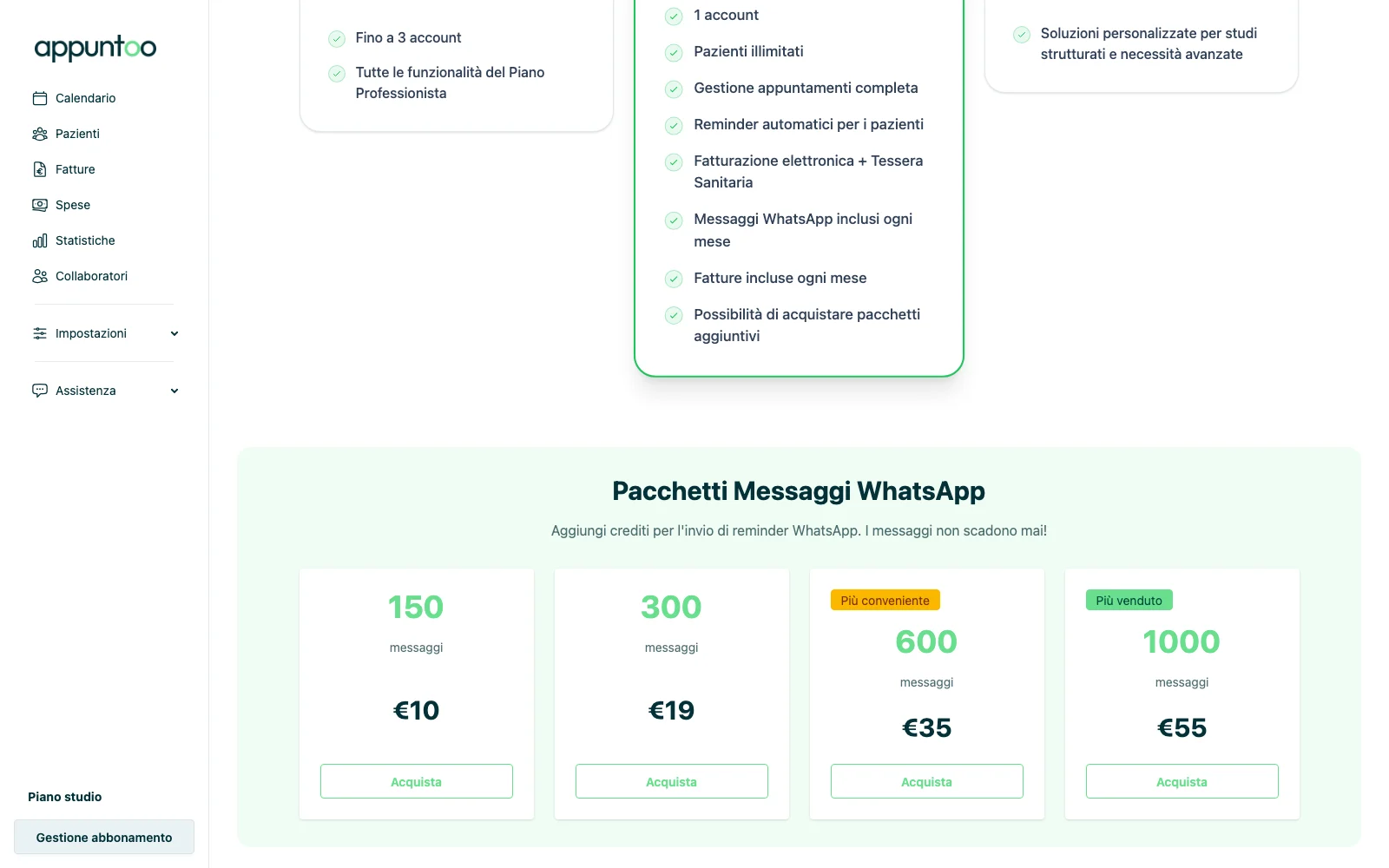 Gestione abbonamento Appuntoo