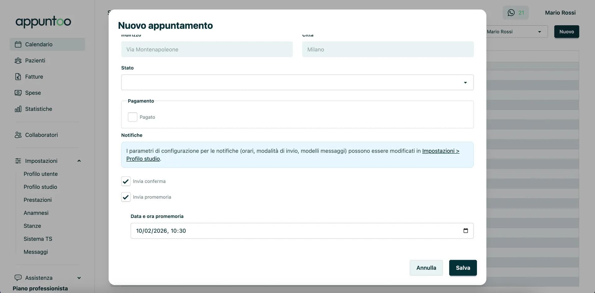 Promemoria WhatsApp Appuntoo